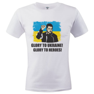 Футболка чоловіча біла Glory to Ukraine! Glory to Heroes!