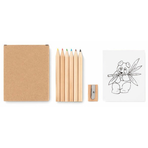 Набір з 6 бежевих олівців та розмальовка дитяча LITTLE VANGOGH