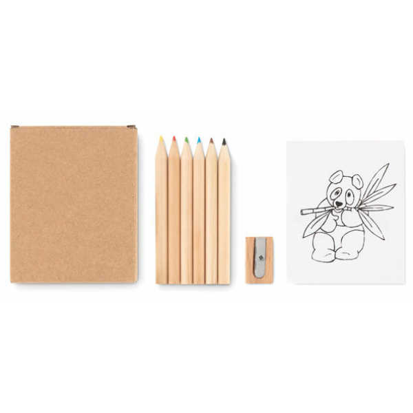 Набір з 6 бежевих олівців та розмальовка дитяча LITTLE VANGOGH